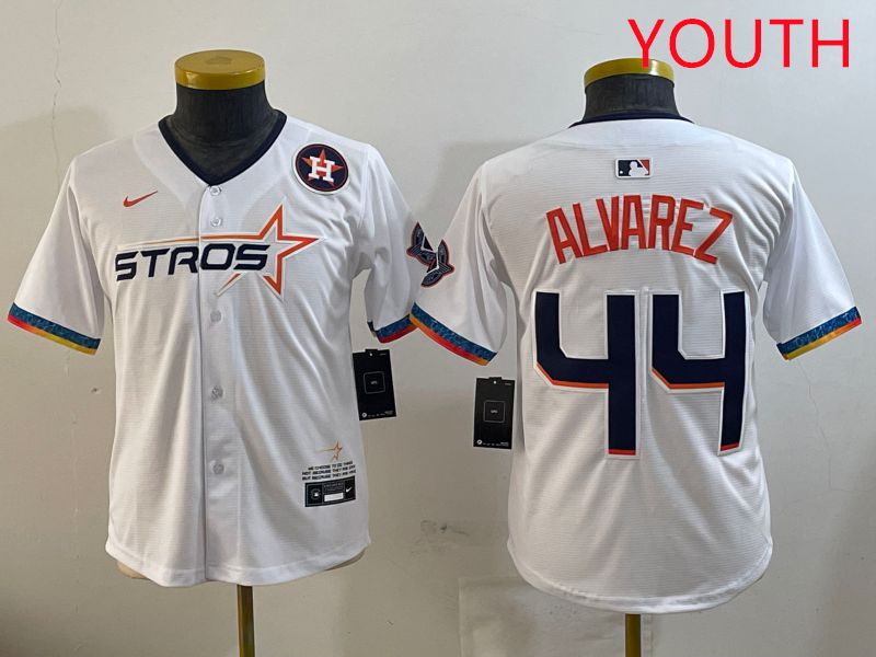 Youth Houston Astros #44 Alvarez White Fourth generation Joint Name 2025 Nike MLB Jersey style 6